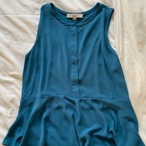 Loft teal blue peplum tank top size M